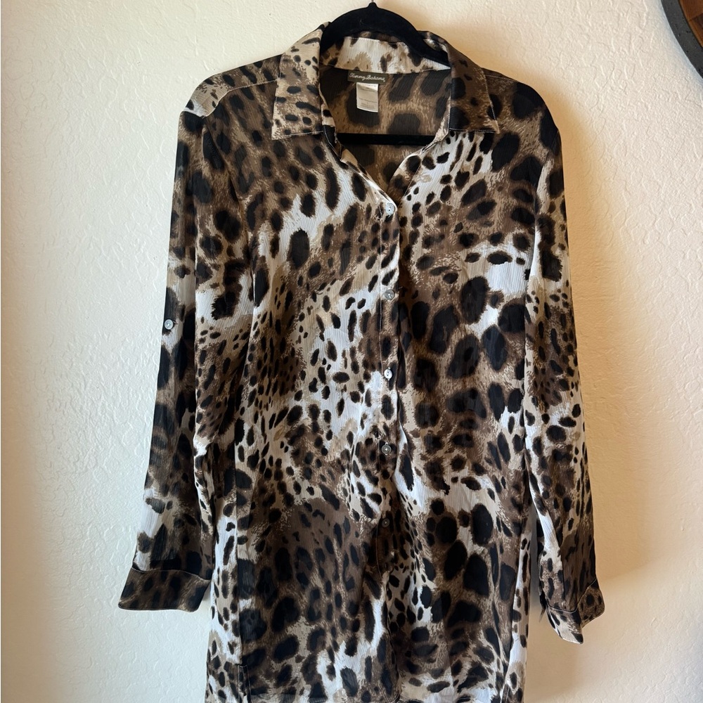 Tommy Bahama Leopard Long Sleeve Button Down Shirt
